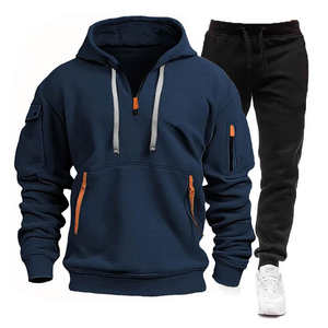 Ocio Fitness Sports Suit Hombres Nueva primavera y otoño Multi-Bolsillo Cremallera Sudadera con capucha + Pantalones de chándal Conjunto de jogging de dos piezas coreano - Product Image 2
