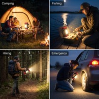 Lámpara de Trabajo LED COB de 4 Modos, Recargable Solar, Banco de Energía de 2400mAh, Linterna de Mano USB, Resistente al Agua IP65, para Camping, Pesca y Emergencias