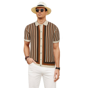 <strong>Men</strong> Striped <strong>Cardigan</strong> Sweater Short Sleeve Lapel Collar Button-up <strong>Men</strong> Knitwear Summer Sweater Shirts <strong>Cardigan</strong>