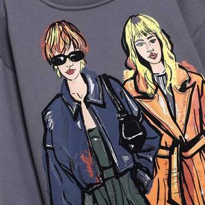 Femmes 2026 New Fashion Girl Print Wash Effect Sweatshirts Vintage O Neck Long Sleeve Female Pullovers Chic Tops - Product Image 4