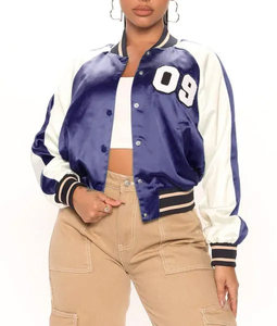 Veste bomber en satin personnalisée, brodée, en nylon coupe-vent et imperméable, vente en gros OEM pour hommes - Product Image 1