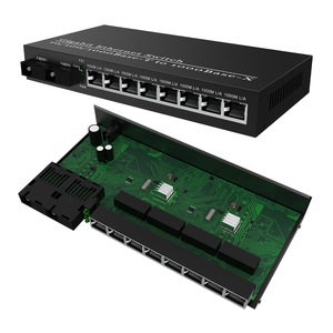 Low Price Single-Mode Single Fiber 2SC to 8RJ45 Fiber Optic <b>Ethernet</b> Converter 3KM - Product Image 1