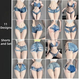 11 Estilos de Tops y Shorts de Mezclilla, Conjunto de Lencería Sexy para Mujer, Jeans Ajustados Rotos, Shorts de Mezclilla, Ropa Interior - Product Image 5