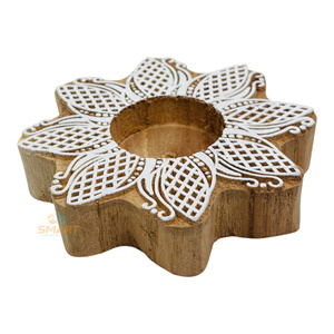 Portavelas de Madera en Forma de Estrella, Hecho a Mano, Ecológico, Impreso en 2 Colores (Sin Vela), Oferta Inteligente y Moderna para Festivales - Product Image 4