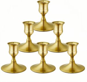 European Style Minimalist Ornament Candlelight Vintage <b>Brass</b> Gold Taper <b>Candlestick</b> Holder Set of 6 Wedding & Festive Home Decor - Product Image 1