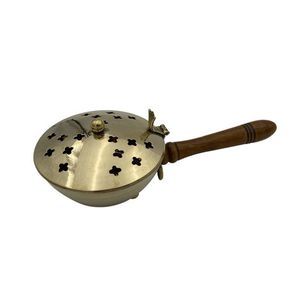 Brûleur d'encens en laiton doré, poignée en bois, artisanat, fabrication sur mesure, encensoir de luxe, brûleur d'encens doré, utilisation pour les festivals et les temples - Product Image 4