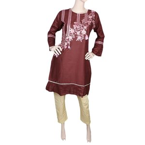 Traje de Dos Piezas Bordado para Mujer - Marrón Oscuro - Product Image 1