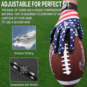 Gants de football américain imprimés personnalisés de haute qualité OEM Meilleurs prix Créez votre propre logo Uniforme sportif - Product Image 5