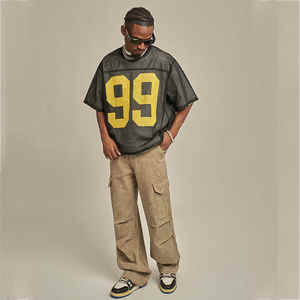 เสื้อยืดตาข่ายสำหรับผู้ชายเสื้อฟุตบอลผ้าเจอร์ซีย์ผ้าตาข่ายขนาดใหญ่พิเศษขนาดใหญ่พิเศษพิมพ์โลโก้ได้ตามที่ต้องการ - Product Image 3