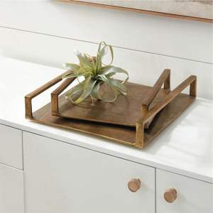 Plateau en métal vert émeraude fait à la main avec un motif radial en forme de soleil, plateau de centre de table de luxe pour le salon et la décoration d'hôtel - Product Image 4