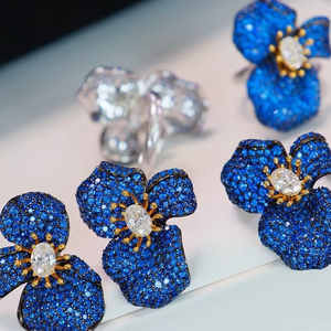 Joyería de mujer Moda flor forma Micro Pave ajuste Cubic Zirconia 925 anillo de cóctel de plata esterlina para la venta - Product Image 1