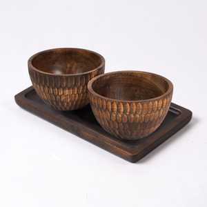 Bol de service pour marmite en bois de manguier poli avec couvercle bols en bois jetables pour la salade fabriqués à la main et élégants - Product Image 3