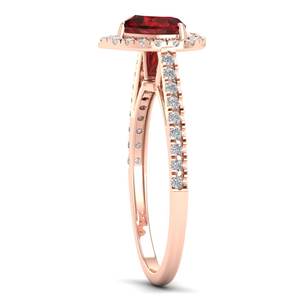 Reyes แหวนพลอยโกเมน0.75กะรัตรูปหัวใจแหวนแฟชั่นโรสโกลด์14K สำหรับผู้หญิงแหวนของขวัญวันเกิดประดับเพชร - Product Image 3