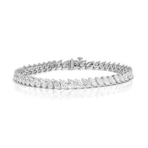 Pulsera de Tenis de Plata de Ley con Diamantes Talla Marquesa para Mujer - Product Image 2