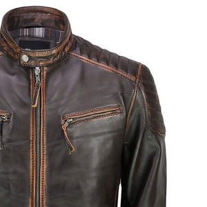 Veste de bombardier en toile PU véritable pour hommes, moto, col montant, style vintage, capuche - Product Image 1