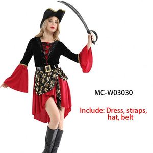 Costume de capitaine pirate des Caraïbes pour femme, déguisement d'Halloween, costume de cosplay, robe gothique fantaisie pour femme - Product Image 4