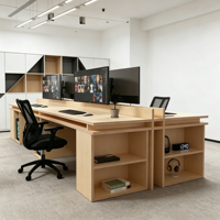 Poste de travail modulaire de bureau 4 places, cloison de bureau en bois pour le personnel