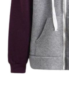 Sudadera con Capucha y Cremallera, Manga Raglán, Color Gris Morado, con Bolsillos Delanteros, Informal, Unisex, Suave, Cómoda, Estilo Urbano - Product Image 6
