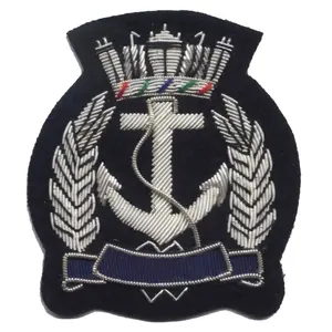 手刺Embroidered OEMサービスブレザーバッジメーカーカスタムメイドRoyal Naval Association Bullion Wire Blazer Badge for Sale