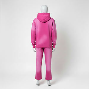 Conjunto de chándal de lana rosa para hombre, Sudadera con capucha estampada personalizada y pantalones Jogger, diseño personalizado, ropa de calle de dos piezas - Product Image 3