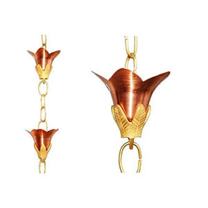 Newly Design Copper Plated <b>Metal</b> Rain Chain Cup Gutter Downspout Rain Chain <b>For</b> Home & <b>Garden</b> Decor Rain Chain - Product Image 6
