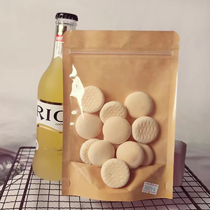 Pochette refermable en papier kraft, transparente d'un côté et kraft de l'autre, qualité alimentaire, pour snacks, biscuits et bonbons - Product Image 4