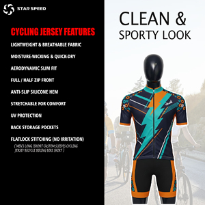 Ropa de Ciclismo Personalizada, Uniforme de Ciclismo Colorido, Ropa de Ciclismo para Hombre, Conjunto de Maillot de Ciclismo de Manga Corta - Product Image 6