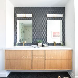 VAMA Maßgefertigter Original-Holzfarbener Offener Wandmontierter Badezimmerschrank mit Aufsatzwaschbecken - Product Image 6