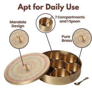 Caja de especias de diseño de grabado hecho a mano con latón hermoso diseño caja de especias Metal circular con colores brillantes - Product Image 6