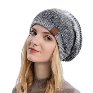 Chapeaux d'hiver en laine pure pour hommes et femmes, couleur unie, doux et chauds, logo personnalisé, bonnet en tricot - Product Image 1
