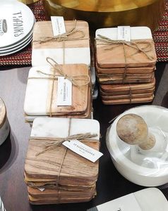 Classic Style Round Natural <b>Marble</b> and Wooden Free <b>Coasters</b> Blanks Factory Customized Size and Shape <b>Coasters</b> - Product Image 3
