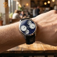 Montre personnalisée unique avec logo de marque, mouvement mécanique 9015 automatique, phase de lune, cadran en aventurine, acier inoxydable, saphir