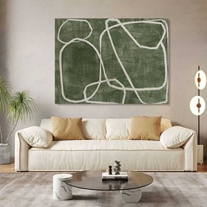 Green Minimalist <b>Abstract</b> <b>Canvas</b> Art Print Digital Printing Indoor Wall Decor No Frame 4 Color Ink On <b>Canvas</b> - Product Image 3