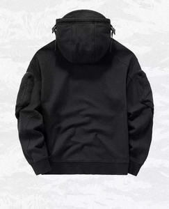 เสื้อสเวตเตอร์สีดำแบบสวมหัวเสื้อมีฮู้ดแนวสตรีทมีซิปมีกระเป๋าดีไซน์ใหม่สำหรับผู้ชาย - Product Image 2