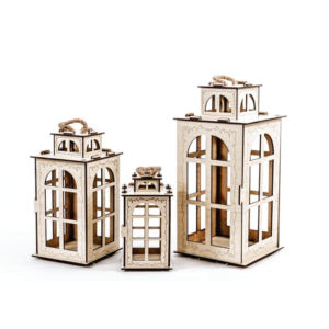 Faroles Modernos de Madera Cortados con Láser, Decoración del Hogar, Portavelas de Madera Contrachapada MDF con Asa de Cuerda |   Lámpara Decorativa Navideña para Interiores/Exteriores - Product Image 2