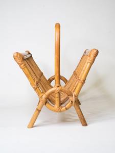 Porte-revues en rotin tissé à la main, porte-journaux en osier naturel, support de rangement pour magazines sur pied pour la décoration de la maison et du salon - Product Image 6