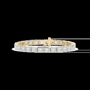 Pulsera de Oro Puro de 14k con Diamante Cultivado en Laboratorio con Corte Esmeralda de 13.5ct, Certificado IGI/GIA, Colección Signature, Estilo Tenis, Orientación Este-Oeste - Product Image 5