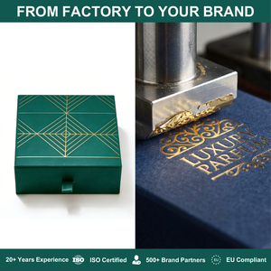 Caja de Regalo Ecológica para Perfume con Diseño Geométrico en Dorado, Cinta con Tirador, Inserto de Pulpa Moldeada, Papel Reciclado, 50 ml, OEM, ODM - Product Image 3