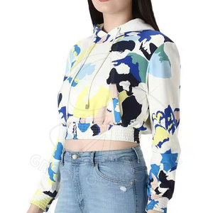 Sudaderas con Capucha Cortas para Mujer de Alta Calidad, 100% Algodón, Corte Casual, con Logotipo Personalizado en la Parte Delantera para Ropa Urbana - Product Image 1