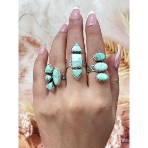 Bague ajustable en argent sterling et turquoise, inspirée du sud-ouest, avec sertissage clos artisanal, idéale pour un cadeau - Product Image 4