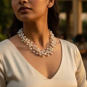 Collar de Plata de Ley con Racimo de Perlas para Mujer, Elegante Joyería de Cuello con Racimo - Product Image 3