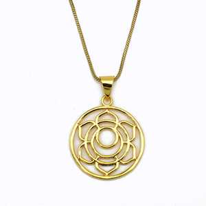 New Fashion Gold Plated Lotus Flower Necklace for Women Spiritual Chakra Pendant Balancing <b>Meditation</b> Spiritual Yoga Pendant - Product Image 1