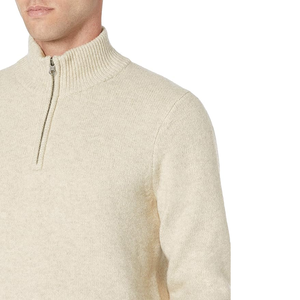 Pull tricoté respirant quart de fermeture éclair à col montant en coton Logo personnalisé imprimé tricots d'hiver pour hommes approvisionnement ODM - Product Image 4