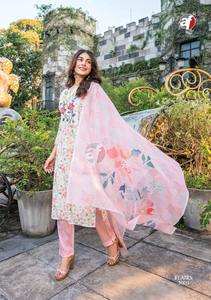 Tenue indienne élégante meilleur tissu pur coton Kurti pantalon avec Dupatta avec broderie et travail léger à la main à bas prix - Product Image 2