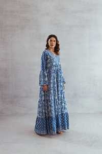 Indian Bollywood <b>Kurta</b> Kurti Designer <b>Women</b> Ethnic Dress vneack blue dress full seleves new dress 2025 - Product Image 4