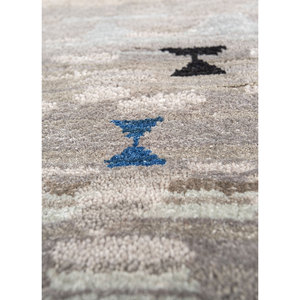 Alfombra Manchaha 9x12 de Lana y Seda de Bambú Anudada a Mano, Patrón Geométrico, Alfombra para Sala de Estar, Alfombra para Pasillo, Forma Rectangular, Gris Negro - Product Image 3