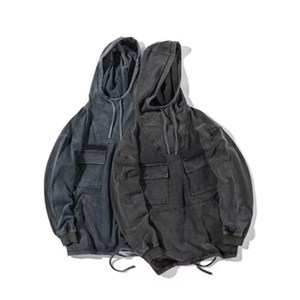 Sweats à capuche oversize personnalisés High Street pour hommes, lavage à l'acide, broderie, impression sérigraphique, polaire, faible MOQ pour sweats à capuche d'hiver pour hommes - Product Image 4