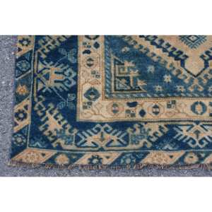 Alfombra clásica de lana azul Beige de 4,4x6,3 pies, diseño de retazos rectangulares turcos hechos a mano para adolescentes, tamaño grande para látex de vida - Product Image 3