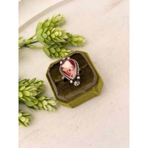 Johnny Dixon <b>Adjustable</b> <b>Ring</b> Rose Dahlia Sterling Silver Romantic Boho Style Featuring Natural Pear Oval Cut for Everyday Wear - Product Image 3