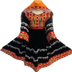 Ensemble 3 pièces en soie traditionnelle afghane pour femmes en couleur unique tarif de gros pour les robes de mariage et de fête - Product Image 3
